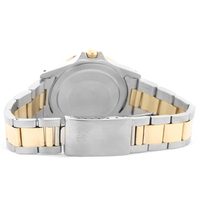 The image shows the back side and clasp of a Rolex Vintage Collection 1675 Men's Stainless Steel Brown Dial 1675 Men's Stainless Steel Brown Dial watch.