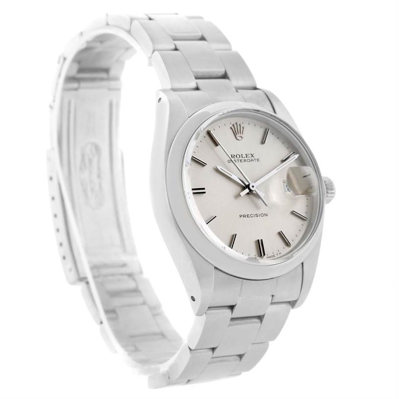 The Rolex Vintage Collection 6694 Men's Stainless Steel Black Dial 6694 Men's Stainless Steel Black Dial watch is partially angled, showing the face, case, bracelet, and part of the clasp.