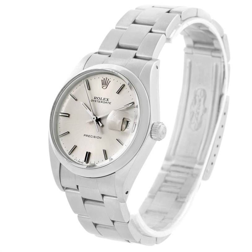 The image shows a Rolex Vintage Collection 6694 Men's Stainless Steel Black Dial 6694 Men's Stainless Steel Black Dial Oysterdate watch at a slight angle, displaying the face, crown, and bracelet.