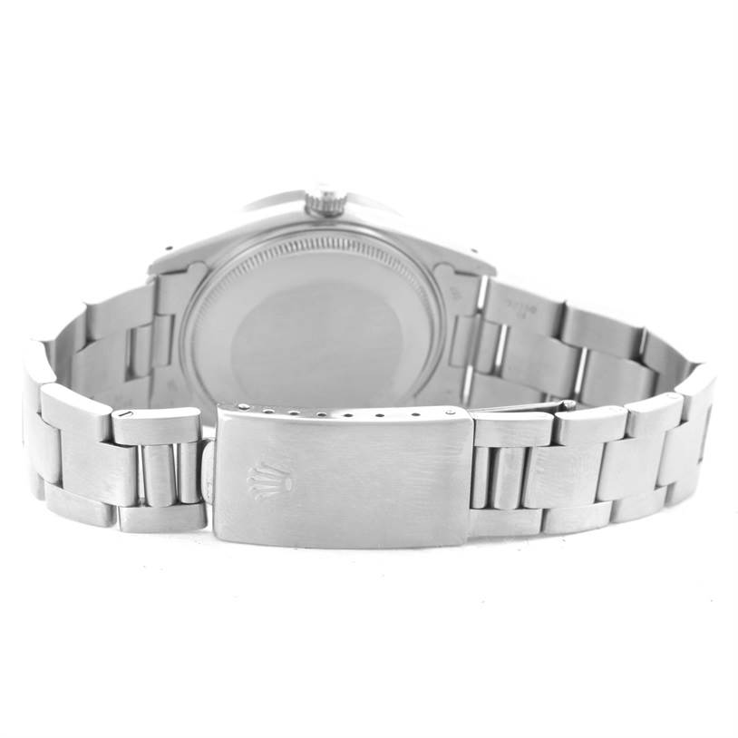 The image shows the back view of the case and the bracelet of the Rolex Vintage Collection 15010 Men's Stainless Steel Silver Dial 15010 Men's Stainless Steel Silver Dial model watch.