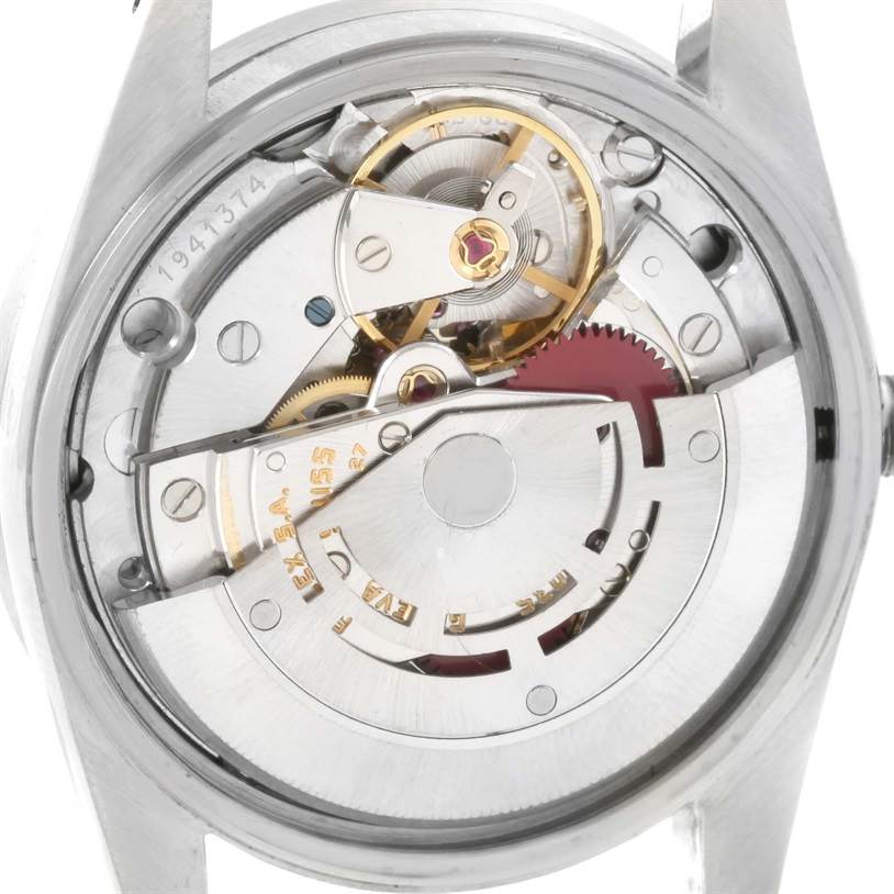 This image shows the movement mechanism of a Vintage Collection model by Rolex from a back view.
