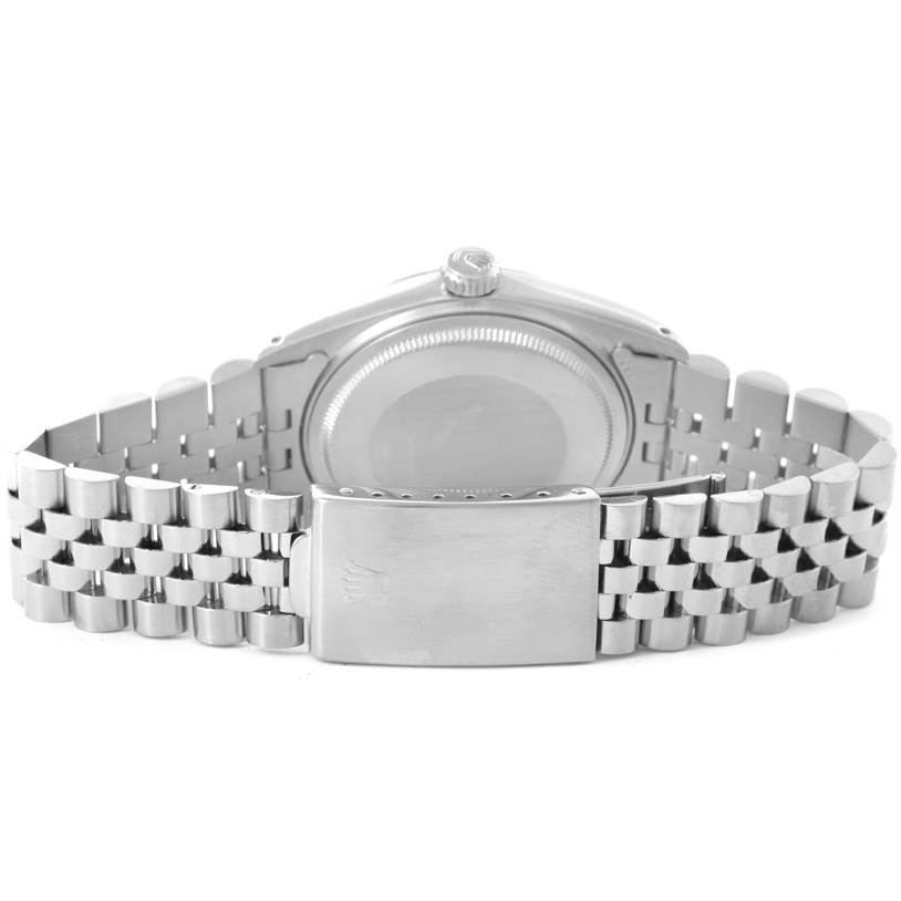 This image shows the back view of a Rolex Vintage Collection 16014 Men's Stainless Steel Silver Dial 16014 Men's Stainless Steel Silver Dial watch, including the clasp and bracelet.