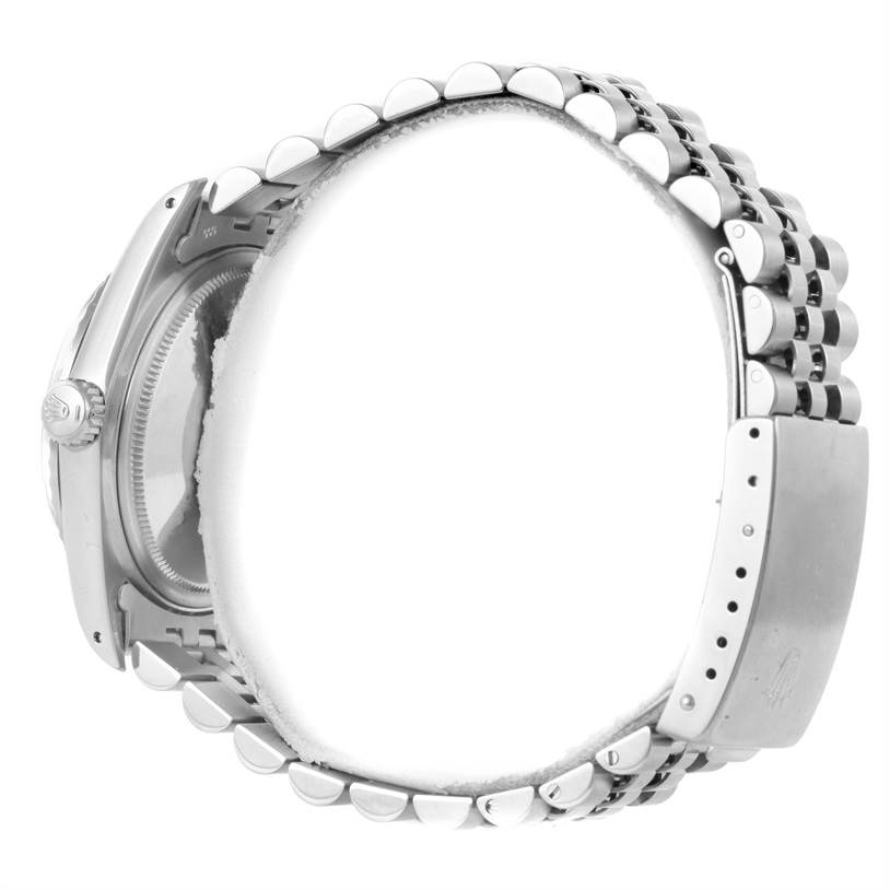 This image shows a side view of the Rolex Vintage Collection 16030 Men's Stainless Steel Silver Dial 16030 Men's Stainless Steel Silver Dial watch, highlighting its bracelet and clasp.