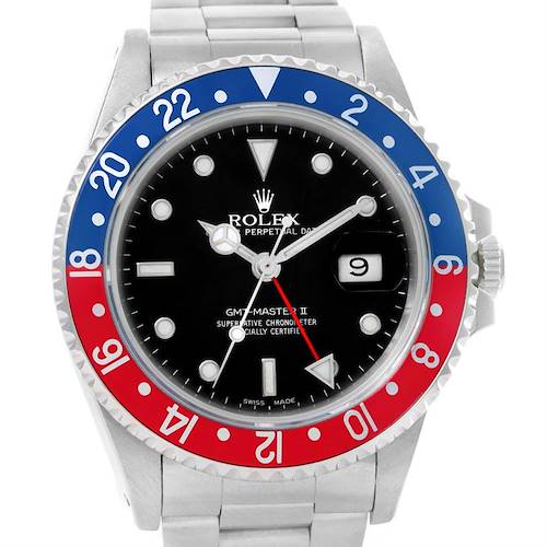 Photo of Rolex GMT Master Fat Lady Vintage Pepsi Blue Red Bezel Watch 16760