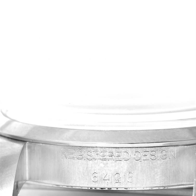 This image shows a close-up of the case exterior with the model number engraving on a Rolex Vintage Collection 6426 Men's Stainless Steel Silver Dial 6426 Men's Stainless Steel Silver Dial watch.