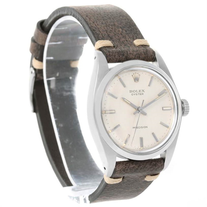 Rolex Precision Vintage Stainless Steel Leather Strap Watch 6426 SwissWatchExpo
