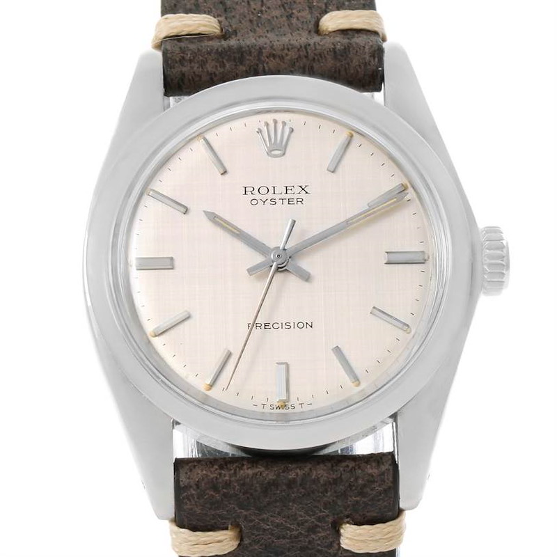 Rolex Precision Vintage Stainless Steel Leather Strap Watch 6426 SwissWatchExpo