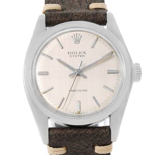Photo of Rolex Precision Vintage Stainless Steel Leather Strap Watch 6426