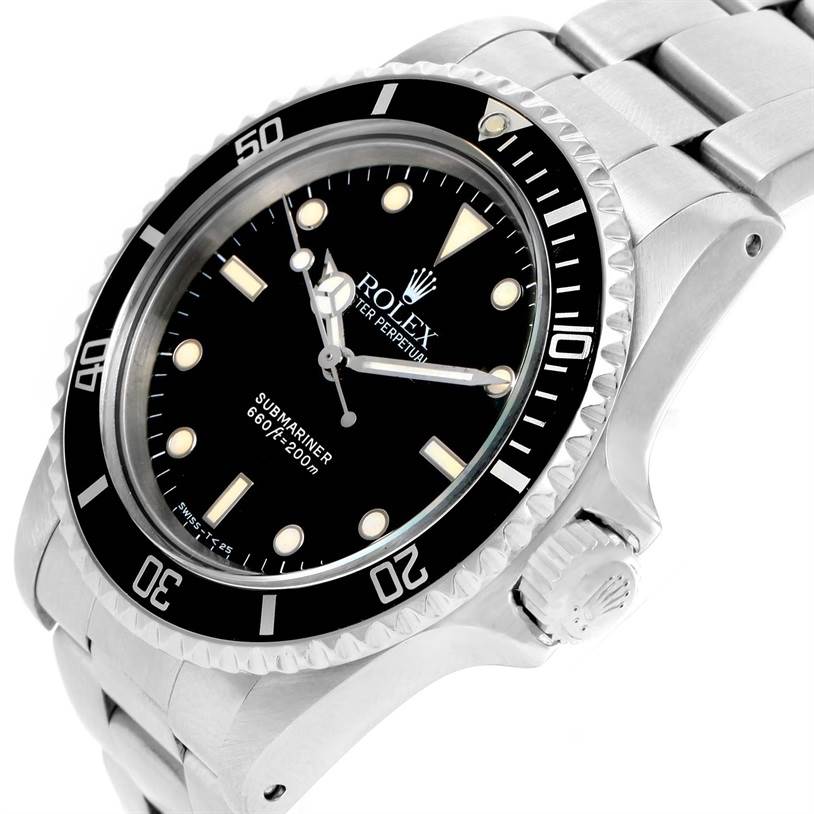 The Rolex Vintage Collection 5513 Men's Black Dial 5513 Men's Black Dial model watch is shown at a slight side angle, featuring the bezel, dial, crown, and part of the bracelet.