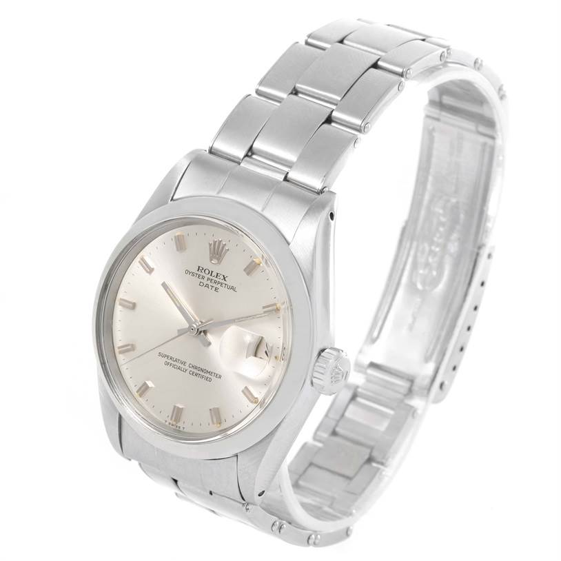 The Rolex Vintage Collection 1500 Men's Stainless Steel Silver Dial 1500 Men's Stainless Steel Silver Dial model is shown at a three-quarter angle, highlighting the watch face, crown, and stainless steel bracelet.