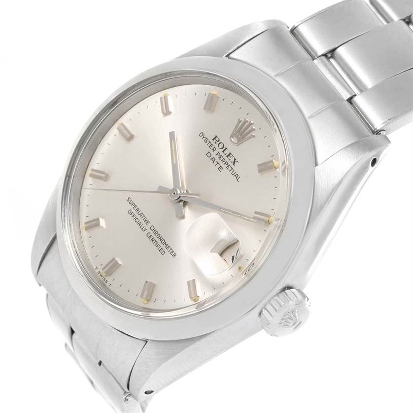 The Rolex Vintage Collection 1500 Men's Stainless Steel Silver Dial 1500 Men's Stainless Steel Silver Dial model is shown at an angled view, highlighting its face, bezel, crown, and bracelet.