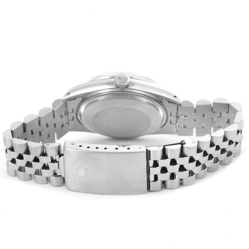 The image shows the back case and clasp of a Rolex Vintage Collection 15000 Men's Stainless Steel Silver Dial 15000 Men's Stainless Steel Silver Dial watch, taken from a rear angle.