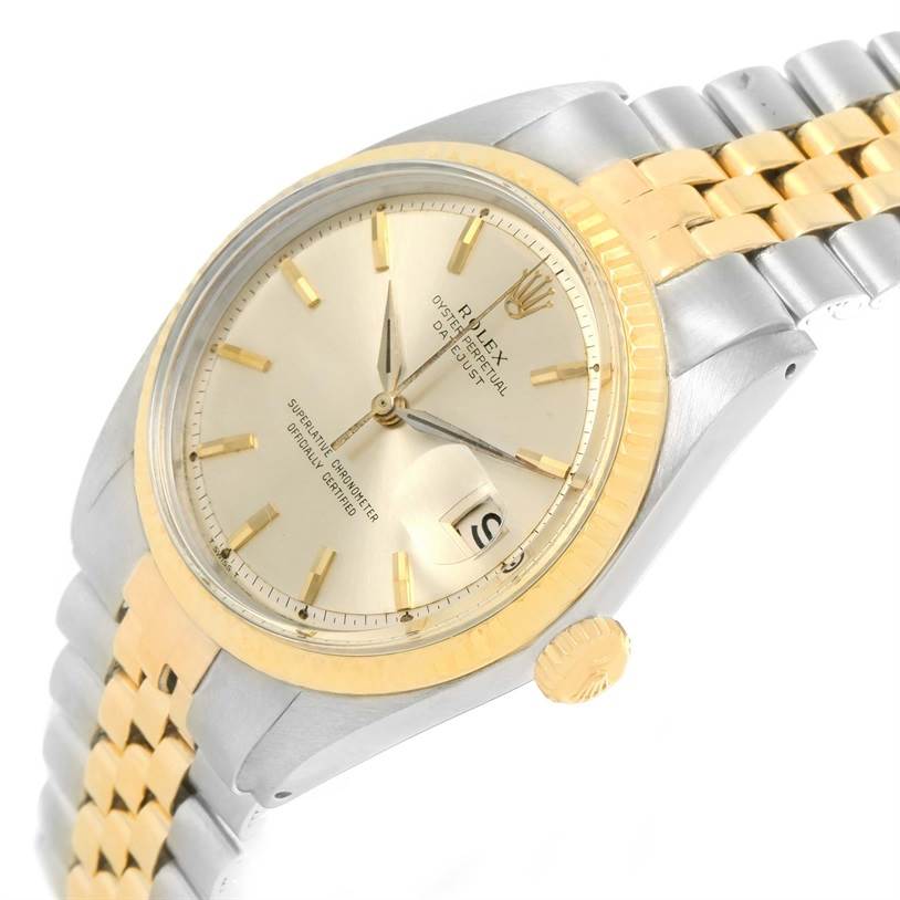This image shows a Vintage Collection Rolex watch at a three-quarter angle, highlighting the dial, bezel, and part of the bracelet.