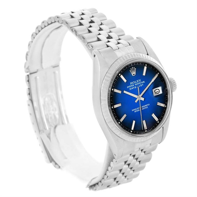 Rolex Datejust Steel 18K White Gold Vignette Dial Vintage Watch 1601 SwissWatchExpo