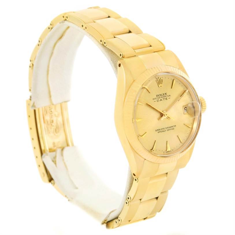 The Rolex Vintage Collection 6627 Yellow Gold Champagne Dial 6627 Yellow Gold Champagne Dial watch is shown at a three-quarter angle, displaying the dial, case, and part of the bracelet.