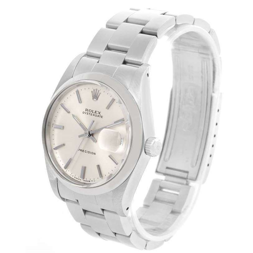 The image shows a Rolex Vintage Collection 6694 Men's Stainless Steel Silver Dial 6694 Men's Stainless Steel Silver Dial watch at a slight top-side angle, clearly showing the face, crown, and bracelet.