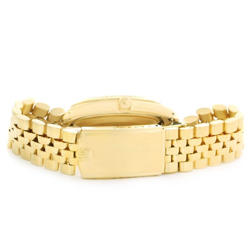 This image shows the clasp and bracelet of the Rolex Vintage Collection 1503 Men's Yellow Gold Silver Dial 1503 Men's Yellow Gold Silver Dial model, viewed from the back.