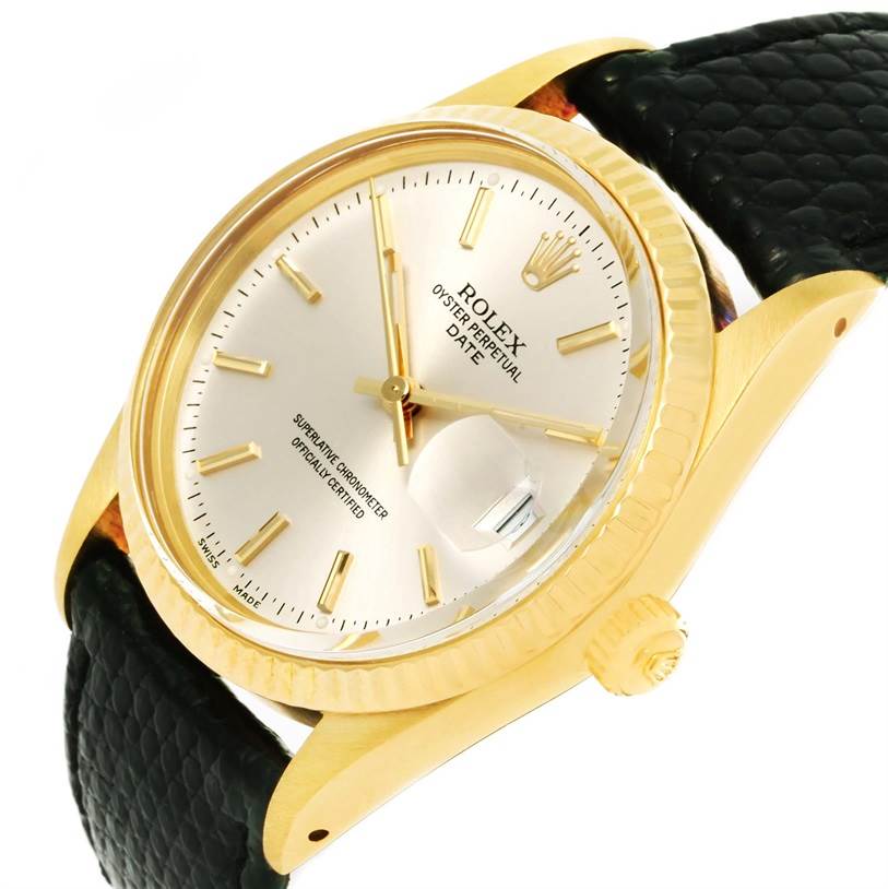 The image shows a close-up angled view of the Vintage Collection Rolex watch, highlighting the dial, bezel, crown, and part of the strap.