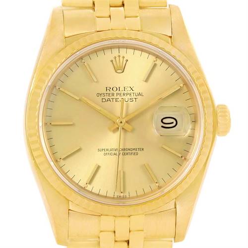 Photo of Rolex Datejust 18k Yellow Gold Vintage Mens Watch 16018