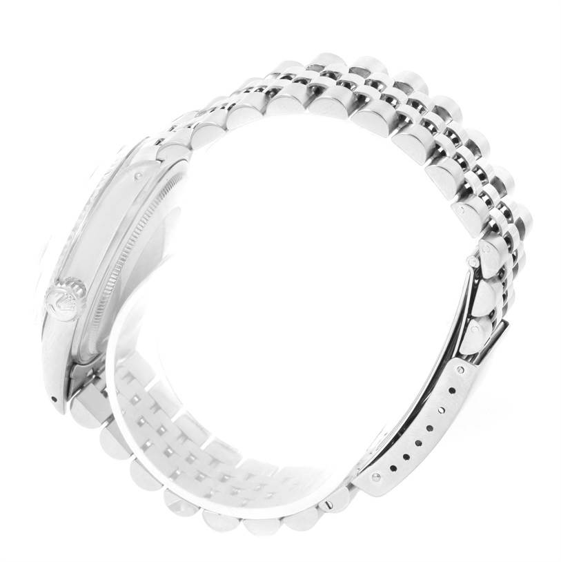 The image shows a Rolex Vintage Collection 16014 Men's Stainless Steel Silver Dial 16014 Men's Stainless Steel Silver Dial watch from a side angle, highlighting the bracelet and the side of the case.