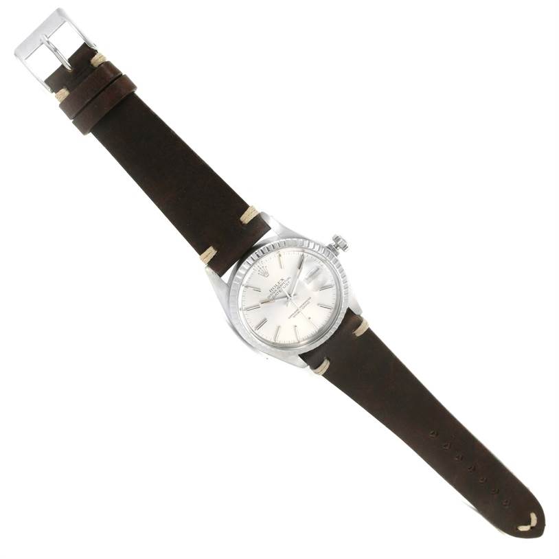 The Rolex Vintage Collection 16030 Men's Stainless Steel Silver Dial 16030 Men's Stainless Steel Silver Dial model is shown from a top-down angle, displaying the entire watch face, bezel, and strap.