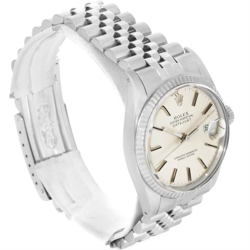 The Rolex Vintage Collection 16014 Men's Stainless Steel Silver Dial 16014 Men's Stainless Steel Silver Dial watch is shown at a slight side angle, featuring its dial, case, and bracelet.