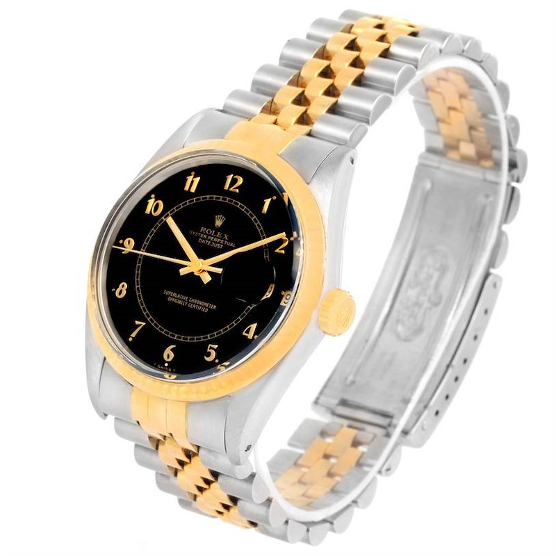Rolex Datejust Steel Yellow Gold Black Dial Vintage Watch 16013 SwissWatchExpo