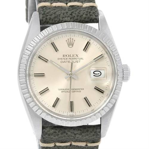 Photo of Rolex Datejust Steel Silver Dial Vintage Mens Gray Strap Watch 16030
