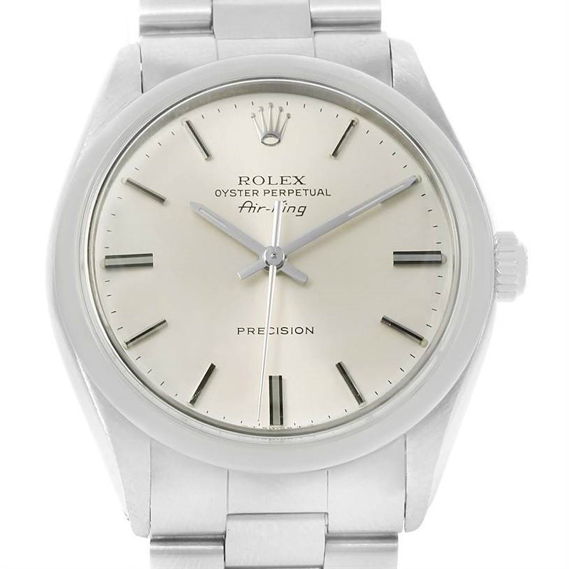 Rolex Air King Vintage Stainless Steel Silver Dial Mens Watch 5500 SwissWatchExpo