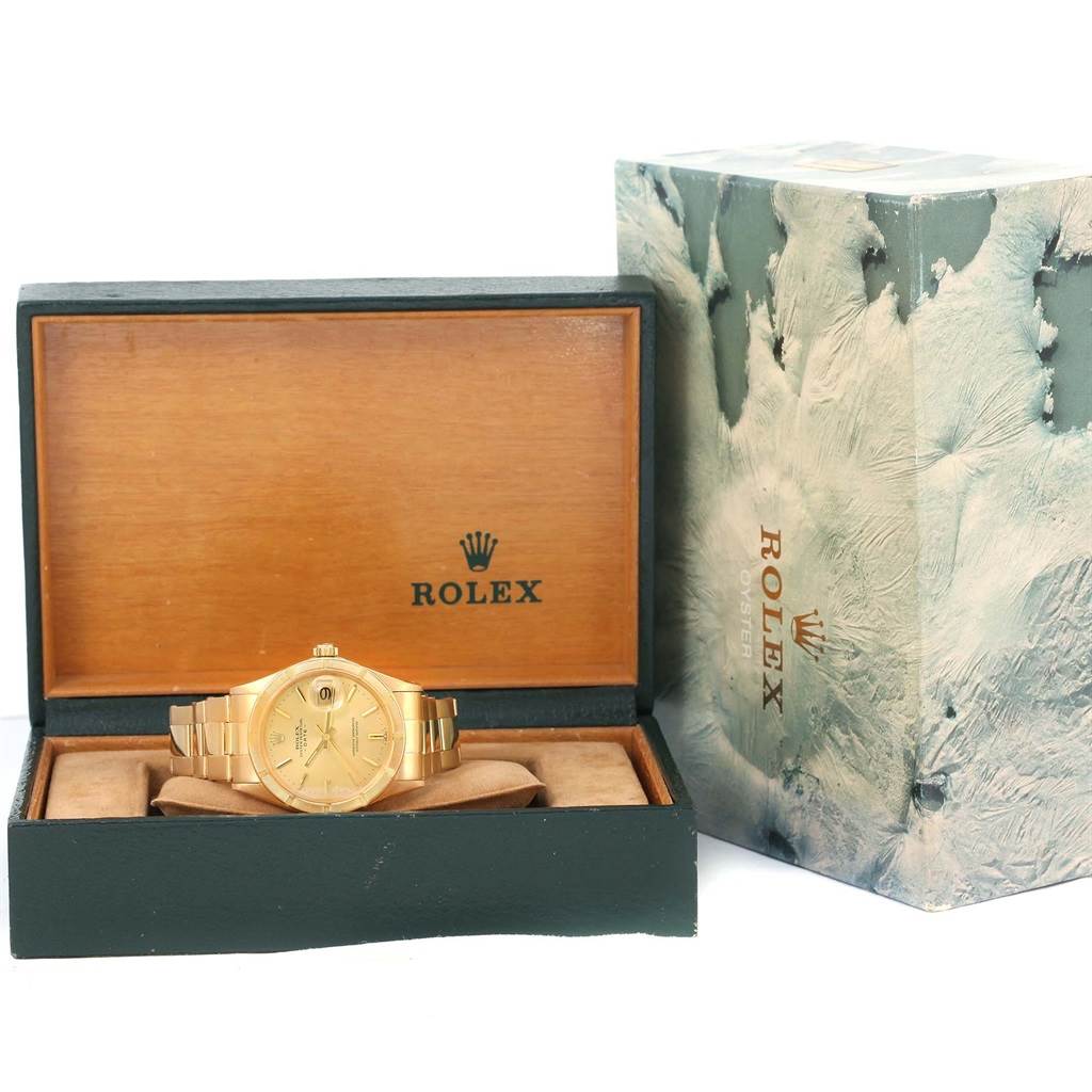 The Vintage Collection Rolex watch is shown in its open box, along with its outer packaging.
