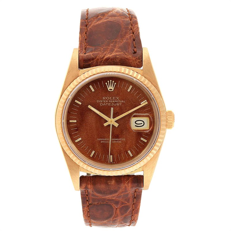 Rolex Datejust 18k Yellow Gold Burl 