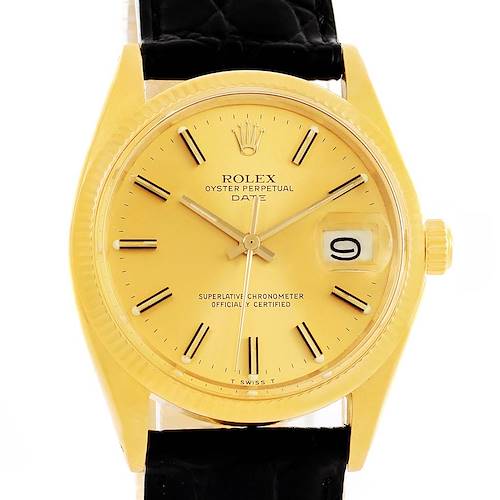 Photo of Rolex Date 14K Yellow Gold Vintage Mens Watch 1503 Year