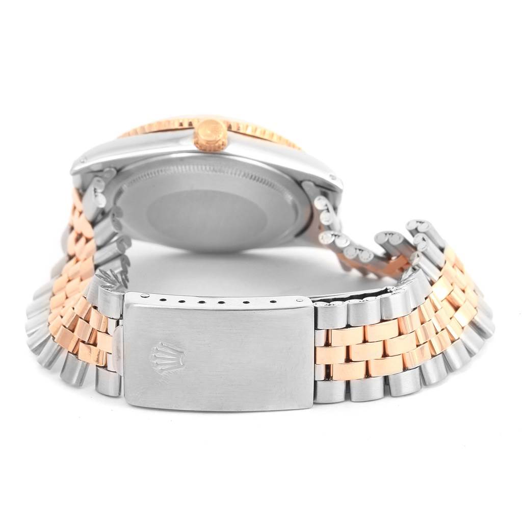 The Rolex Vintage Collection 16253 Men
s Steel and Gold (two tone) Champagne Dial 16253 Men
s Steel and Gold (two tone) Champagne Dial watch is shown from the rear, highlighting the bracelet, clasp, and back of the case.