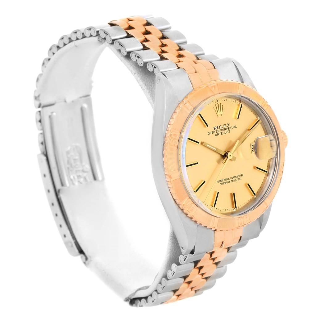 The image shows a Rolex Vintage Collection 16253 Men
s Steel and Gold (two tone) Champagne Dial 16253 Men
s Steel and Gold (two tone) Champagne Dial model watch at a three-quarter angle, highlighting the dial, bezel, and bracelet.