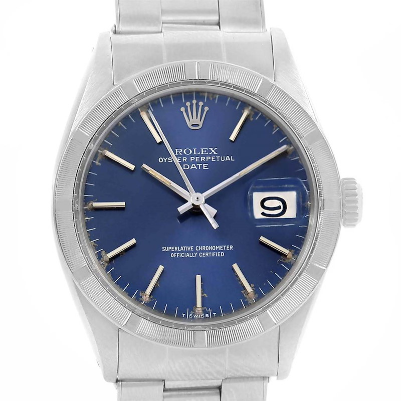 Rolex Date Vintage Blue Dial Stainless Steel Mens Watch 1501 SwissWatchExpo