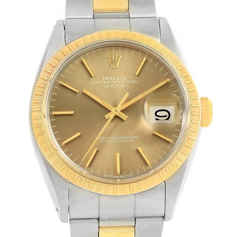 Rolex Date Stainless Steel 14k Yellow Gold Vintage Mens Watch 1505 SwissWatchExpo
