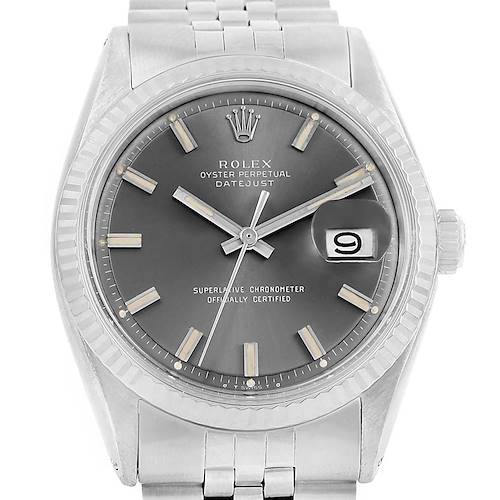 Photo of Rolex Datejust Vintage Grey Dial Jubilee Bracelet Steel Mens Watch 1603