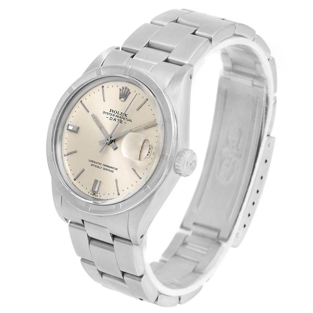 The image shows the front and angled view of the Rolex Vintage Collection 1500 Men's Stainless Steel Silver Dial 1500 Men's Stainless Steel Silver Dial watch, highlighting its face, bezel, and bracelet.