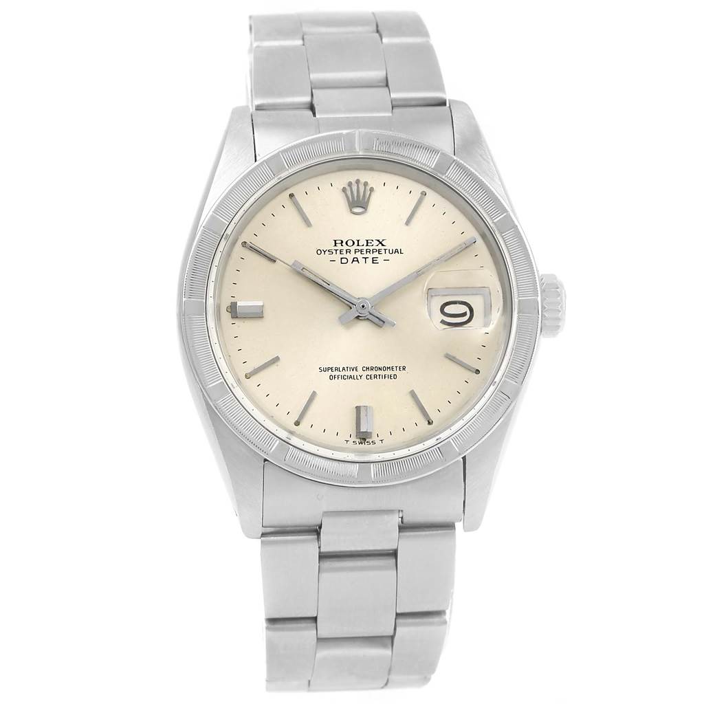 The Rolex Vintage Collection 1500 Men's Stainless Steel Silver Dial 1500 Men's Stainless Steel Silver Dial watch is shown from a front angle, displaying the face, hands, crown, and strap.