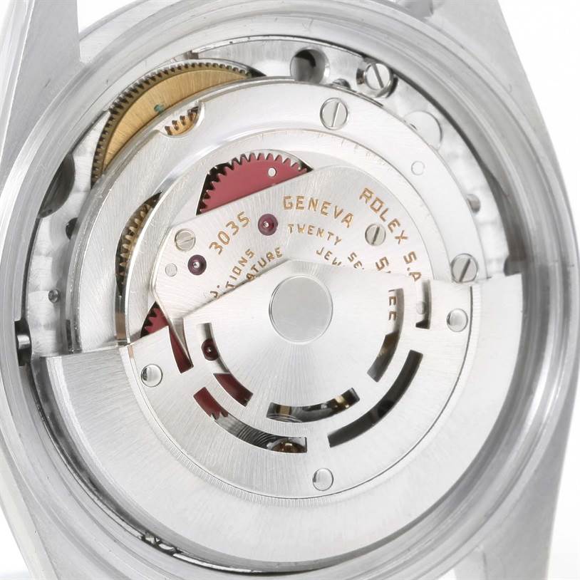 This image shows the intricate internal mechanism of a Rolex Vintage Collection 16014 Men's Stainless Steel Silver Dial 16014 Men's Stainless Steel Silver Dial watch model, viewed from the back.