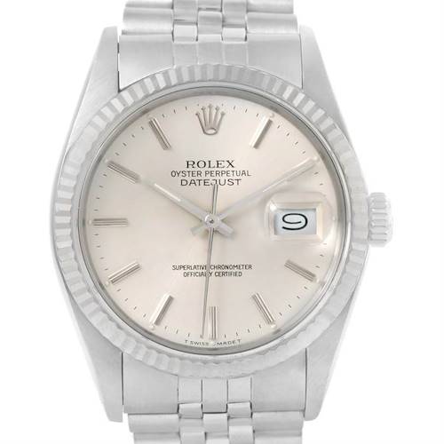 Photo of Rolex Datejust Vintage Steel 18K White Gold Silver Dial Watch 16014