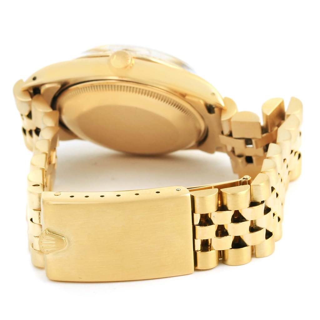 The image shows the back case and bracelet of the Rolex Vintage Collection 15037 Men's Yellow Gold Silver Dial 15037 Men's Yellow Gold Silver Dial watch, with a focus on the clasp and crown.