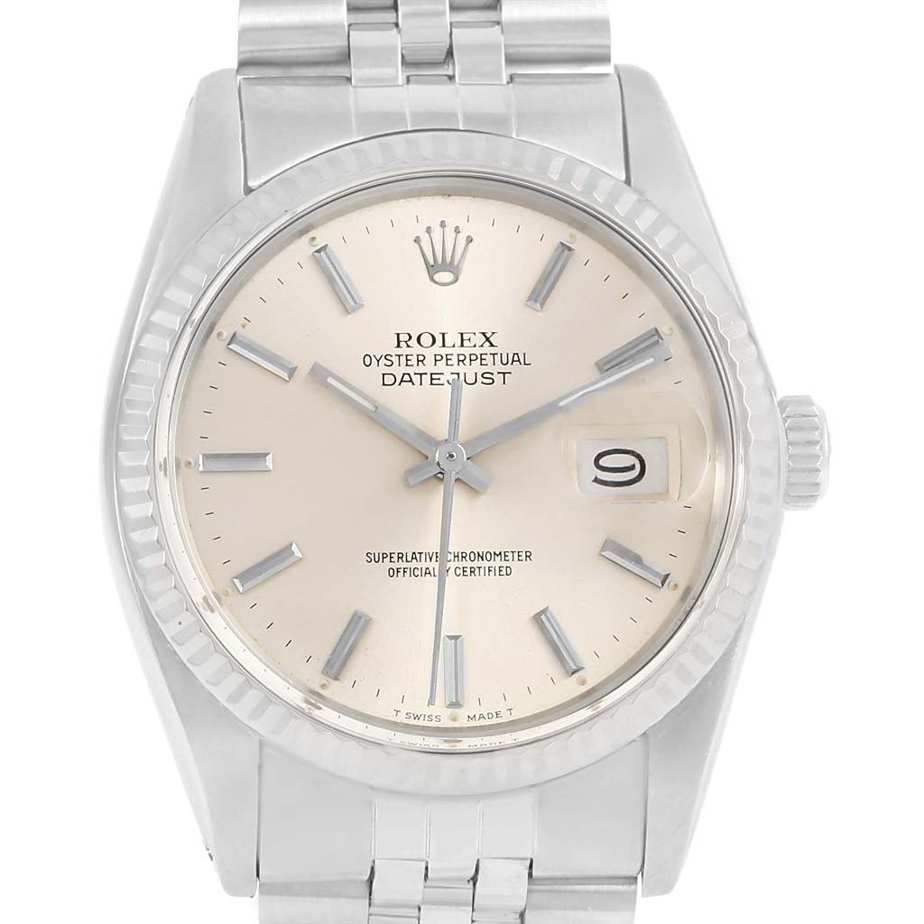 Rolex Datejust Vintage Steel 18K White Gold Silver Dial Watch 16014 ...