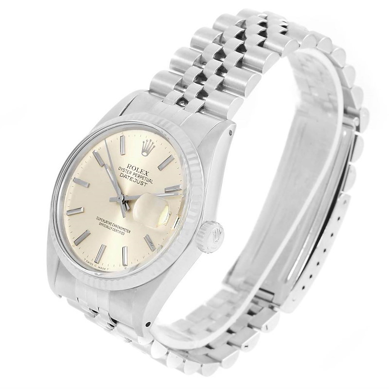 Rolex Datejust Vintage Steel 18K White Gold Silver Dial Watch 16014 ...