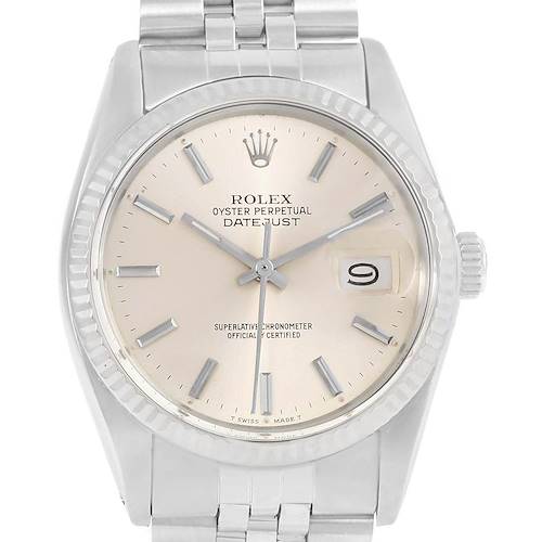 Photo of Rolex Datejust Vintage Steel 18K White Gold Silver Dial Watch 16014