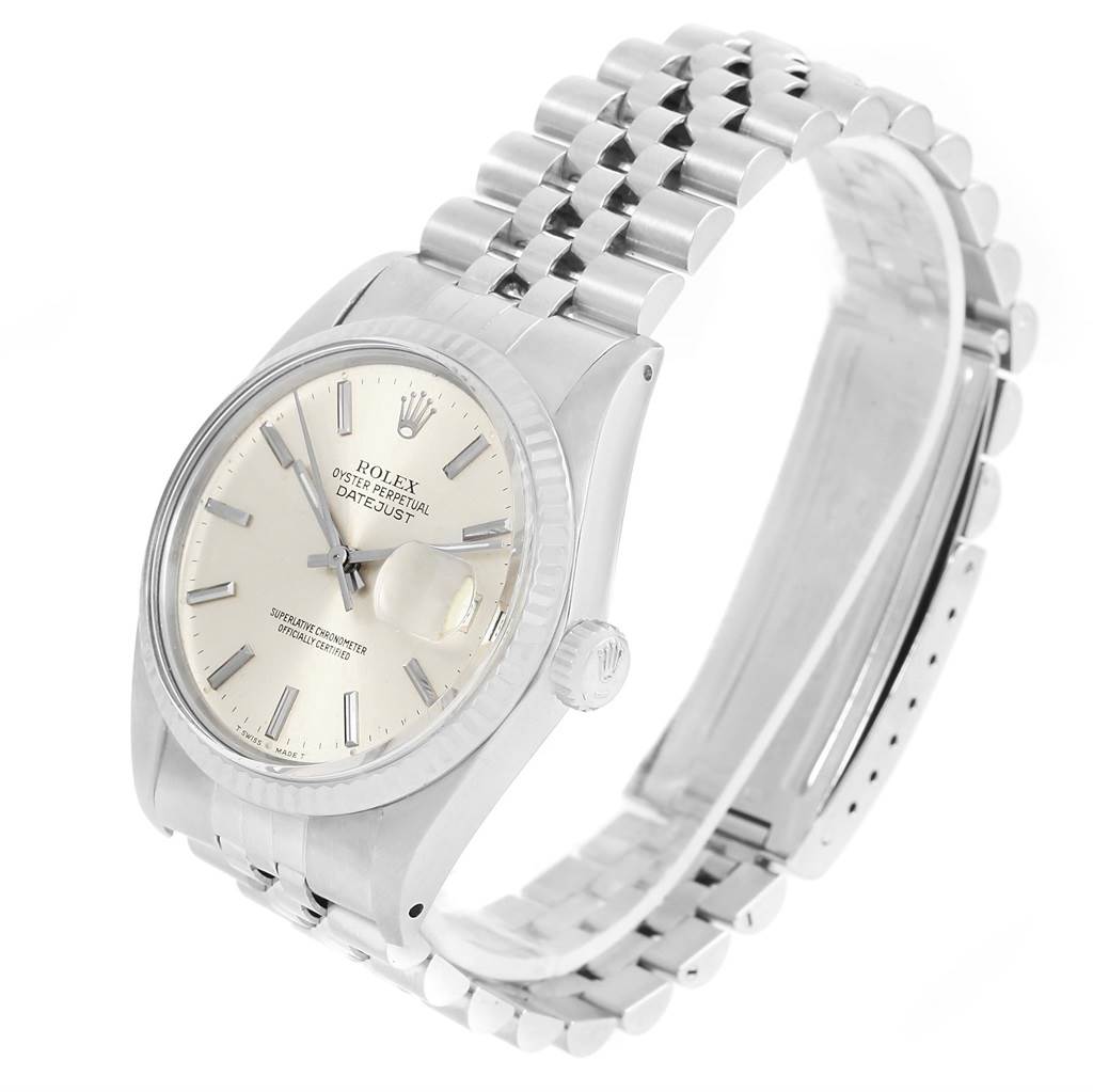 The Rolex Vintage Collection 16014 Men's Stainless Steel Silver Dial 16014 Men's Stainless Steel Silver Dial model is shown from an angled front view, highlighting the face, bezel, and bracelet.