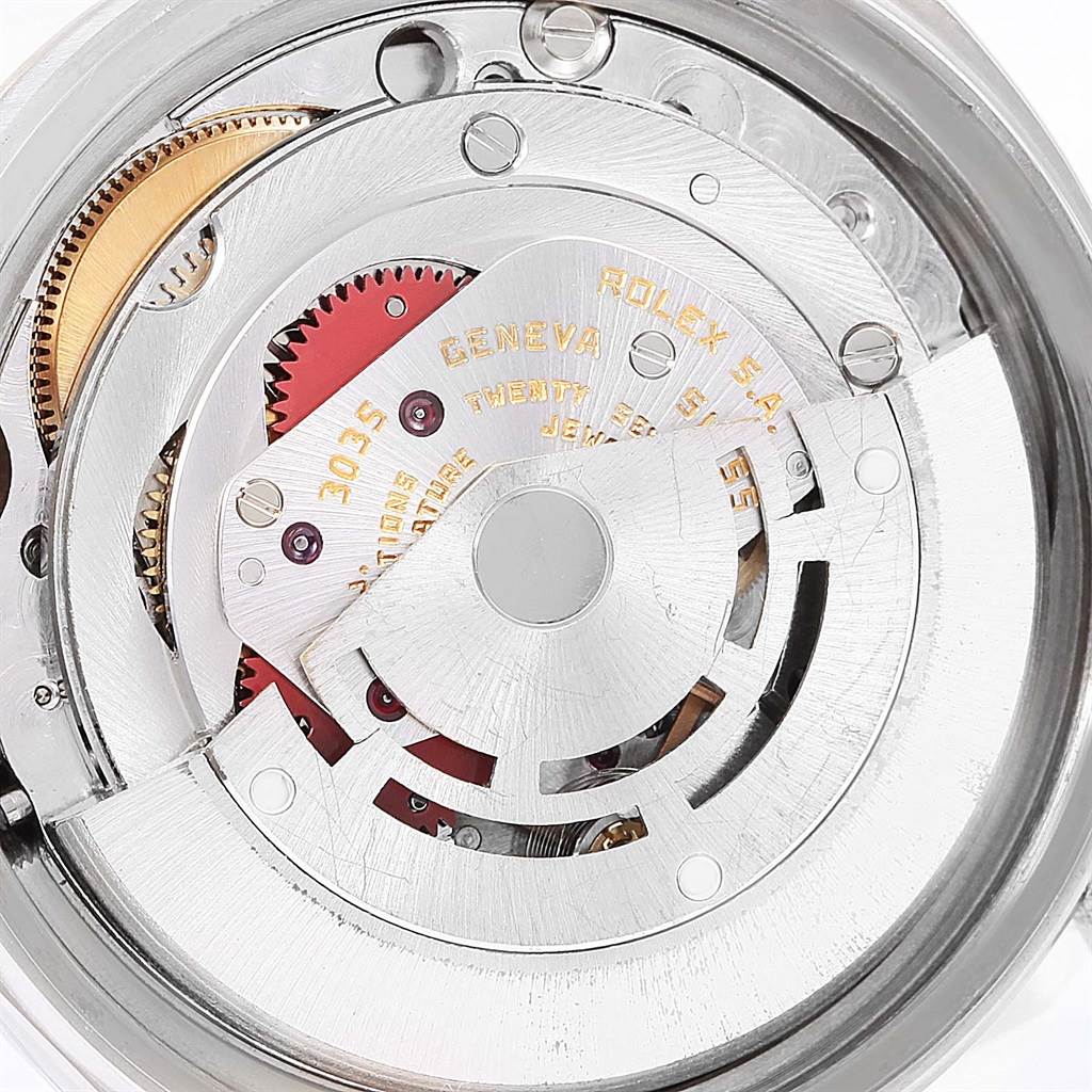 The image shows the internal mechanism and movement of a Rolex Vintage Collection 16014 Men's Stainless Steel Silver Dial 16014 Men's Stainless Steel Silver Dial watch, viewed from the back.
