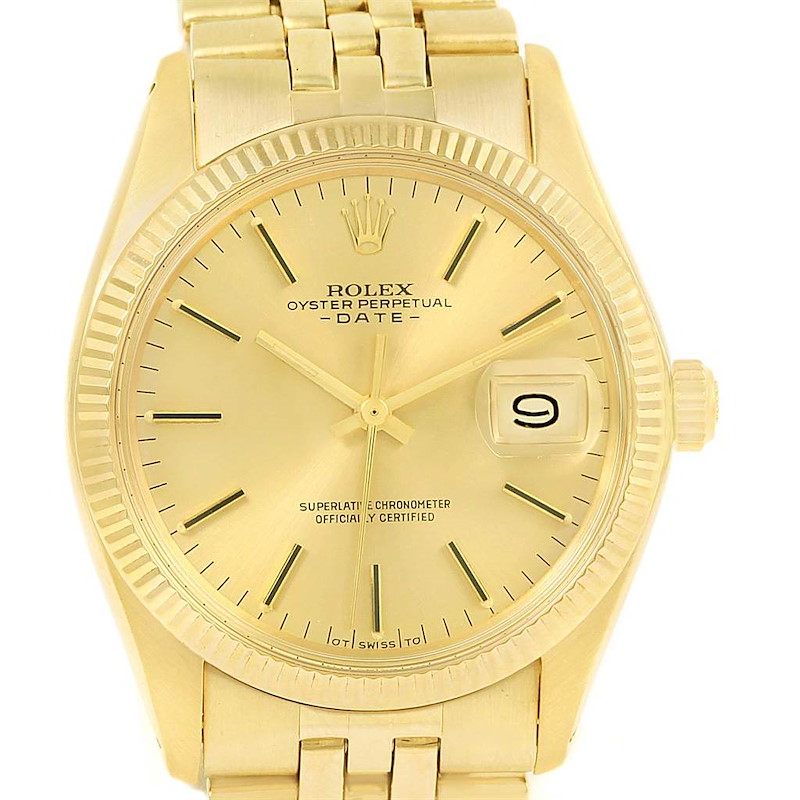 Rolex Date 14k Yellow Gold Automatic Dial Vintage Mens Watch 1503 SwissWatchExpo