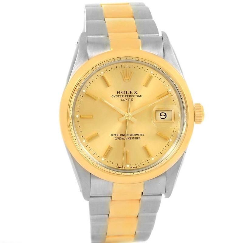 Rolex Date Steel 18K Yellow Gold Vintage Mens Watch 15003 Box Papers SwissWatchExpo