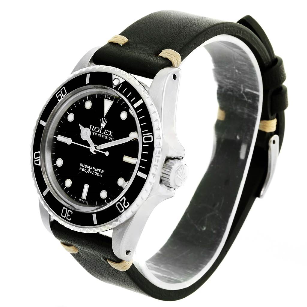 The Rolex Vintage Collection 5513 Men's Stainless Steel Black Dial 5513 Men's Stainless Steel Black Dial model is shown at an angle displaying the dial, bezel, crown, and strap.